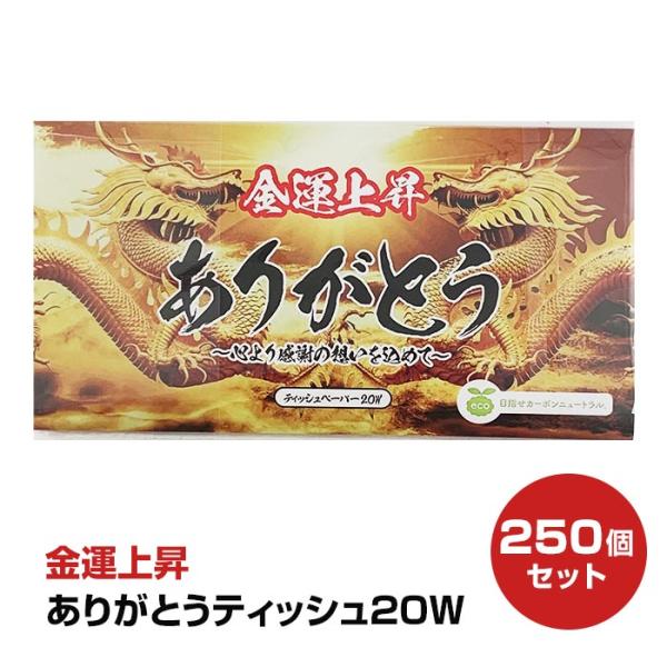 ありがとうティッシュ 20W 金運上昇 (ポリタイプ) 250個セット(1c/s) 2枚重ね 20枚...