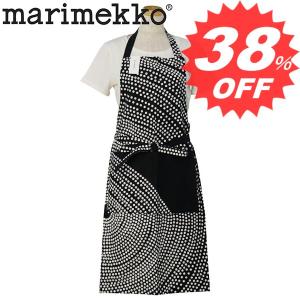 マリメッコ エプロン MARIMEKKO FORUS 53452 1 MUSTA/VALKOINEN サイズ：肩紐65.5 腰紐87.5 【型式】4387075345211｜oroshiya