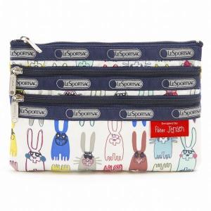 レスポートサック LeSportsac 7158-P733 3-ZIP COSMETIC ピーターイェンセン ポーチ COLORING BOOK RABBITS｜oroshiya