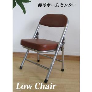 折りたたみ ミニパイプ椅子 ローチェア 背もたれ付き