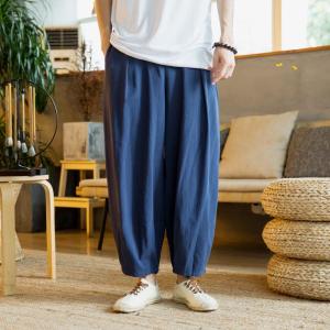 サルエルパンツ メンズ ロング リネン ワイド...の詳細画像2