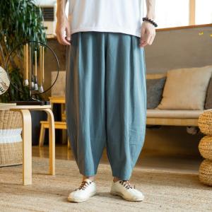 サルエルパンツ メンズ ロング リネン ワイド...の詳細画像4