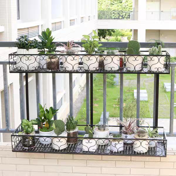 手摺掛け フラワースタンド 花台 花収納 植物棚 花棚 ベランダ バルコニー 園芸 簡単組立 棚 ハ...