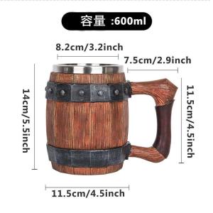 海賊ジョッキ600ml大容量樽型ジョッキ模造木...の詳細画像2