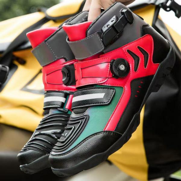 バイクシューズ メンズ ダイヤル式シューズ 夏 秋 オールシーズン バイクブーツ ツーリング 滑り止...