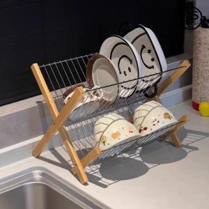 水切りかご 2段 水切り 竹製 X型 竹製 折り...の商品画像