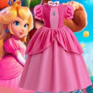 ピーチ姫風ドレス 子供コスプレ衣装 プリンセスドレス クリスマスコスチュームに 可愛い仮装でお姫様気分 発表会や写真撮影にも