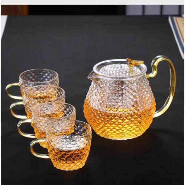 耐熱ガラス急須ティーポットセット 直火可 600ml大容量  茶こし付き 業務用飲食店にも ティーパ...