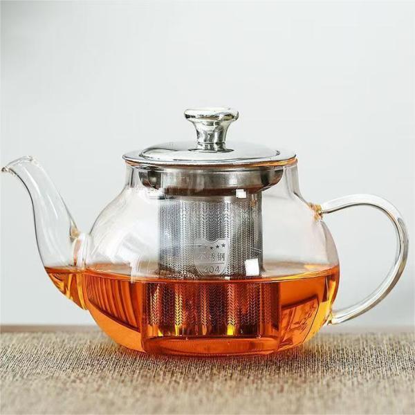 耐熱ガラスティーポット ５００ｍｌ直火可茶こし付き  急須ガラス紅茶ポットで大容量 業務用飲食店にも...