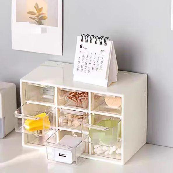 卓上引き出し小物入れ 机上収納整理整頓  事務用品や生活雑貨の片付けに オレンジ/ブラウン/ホワイト...