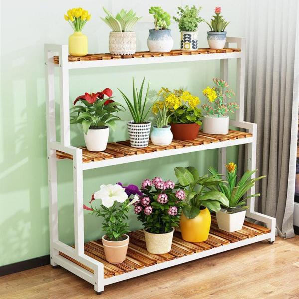 フラワースタンド観葉植物ラック2段/3段花台キャスター付きピークル植物棚室内屋外プランタースタンドお...