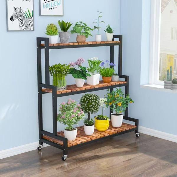 フラワースタンド観葉植物ラック２段３段キャスター付き花台ピークル室内屋外おしゃれ錆びない幅８０／１０...