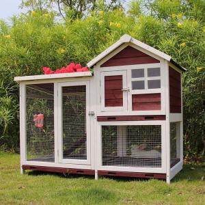 ペットケージ小動物ケージ　うさぎ小屋屋外対応　木製鶏小屋風ラビットケージ　コージーキャビン設計で安心　飼育スペースを整える