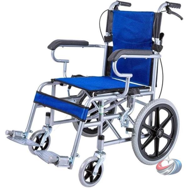 16インチ車椅子 軽量折りたたみ トランジットチェア ピークル ブレーキ付き ソリッドタイヤ 超軽量...