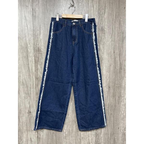 Java ジャバ サイドシャギーラインワイド デニムパンツ sizeL/青 ■■ レディース