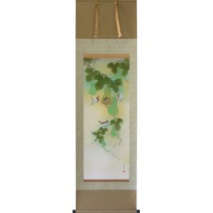 掛軸 水墨山水 松泉 (掛け軸 尺五立) 幅54cm×丈186cm前後 : 大瑠堂