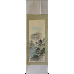 掛軸 水墨山水 村上和義作(掛け軸 尺五立)幅54.5cm×丈190m : 大瑠堂