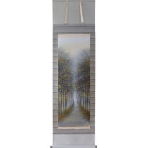 掛軸 竹に雀 金子華春画(掛け軸 F6小判横)長さ114.5cm×幅51.5cm : 大瑠