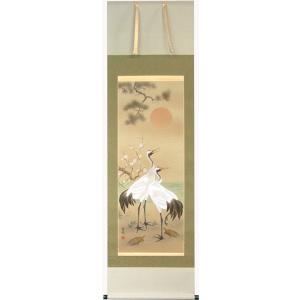 小森藤月 「鶴亀」 掛け軸 鶴亀◇小森藤月（真作・新品）