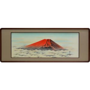 油絵 森田 浩二 号／4万『 赤富士 』 絵画 F6 風景画 全国送料無料