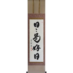 掛軸 肉筆 一行書「行雲流水」 山田瑞渓 （掛け軸 半切立）幅45cm×丈