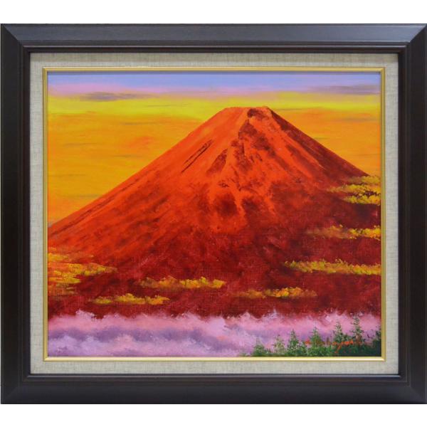 油絵F10 　赤富士　小林幸三画　