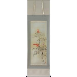 掛け軸 秋草 (小栗春峰) （掛軸小物なし) 【掛軸】 : 掛け軸・絵画の