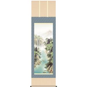 掛軸 肉筆 一行書「瑞気満堂」 山田瑞渓 （掛け軸 半切立）幅45cm×丈