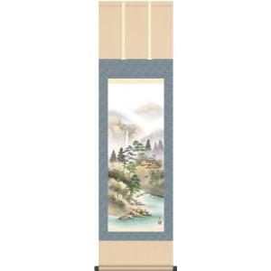 掛軸 肉筆 一行書「行雲流水」 山田瑞渓 （掛け軸 半切立）幅45cm×丈