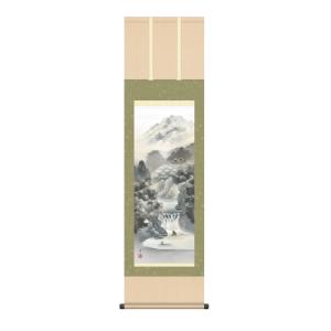 掛軸 肉筆 一行書「行雲流水」 山田瑞渓 （掛け軸 半切立）幅45cm×丈