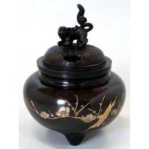香炉 平丸獅子蓋 136-58 床の間 置物 仏具 銅 ブロンズ : 古都-京都