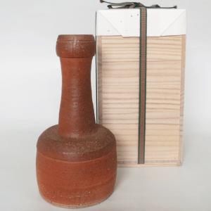 茶道具 花入れ 置用 備前焼き 緋襷徳利 ひだすき 伊勢崎競作 備前焼