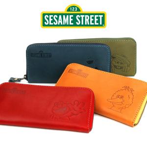 セサミストリート Sesame Street キャラクター 財布 長財布 ラウンドファスナー ラウンド YKKファスナー 栃木レザー 日本製 本革 牛革｜osaifuyasan