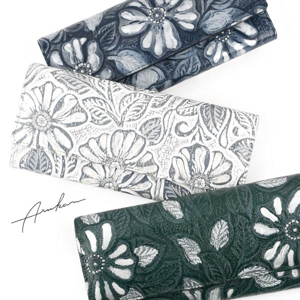 長財布 ギャルソン カード24枚 レディース アルカン 日本製 本革 花柄 大容量 アニス ボタニカ...