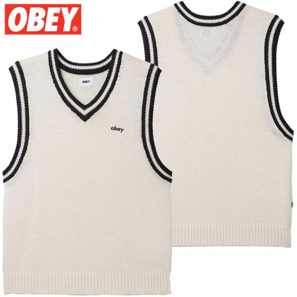 送料無料 オベイ OBEY OBEY ALDEN SWEATER VEST(UNBLEACHED M...