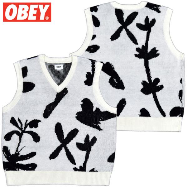 送料無料 オベイ OBEY AMIR SWEATER VEST(ホワイト 白 UNBLEACHED ...