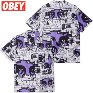 送料無料 オベイ OBEY DETECTOR WOVEN(WHITE MULTI)オベイ柄シャツ OBEY柄シャツ オベイシャツ OBEYシャツ 総柄