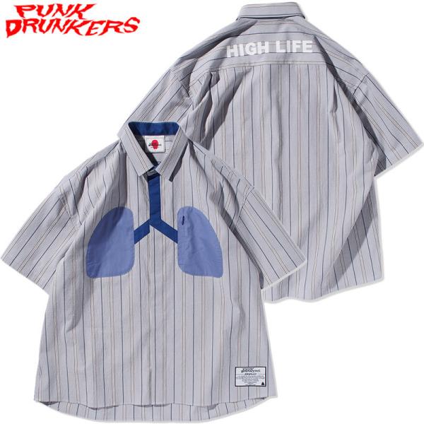 パンクドランカーズ PUNK DRUNKERS 肺シャツ(GRAY)PUNK DRUNKERS半袖シ...