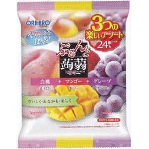 業務用菓子問屋GGxオリヒロ　４８０Ｇ ぷるんと蒟蒻ゼリーパウチ白桃＋マンゴー＋グレープ×36個【xes6】【送料無料（北海道 沖縄は別途送料）】