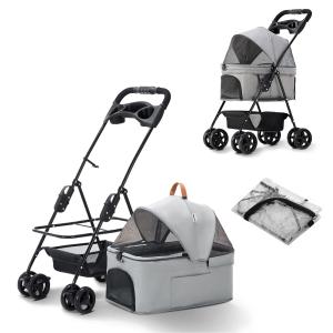 ペットカート 猫 犬 ベビーカー レインカーバー付き