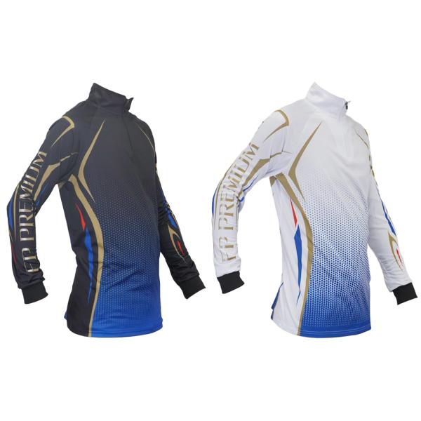 エクセル プレミアム ドライジップアップシャツ PFP-2 ブラック/ホワイト 吸湿 速乾 鮎 渓流...