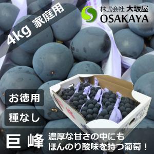 長野県北信州 中野 山ノ内 産地直送 巨峰 家庭用 種なし 7〜12房 約4kg入り/箱 限定販売