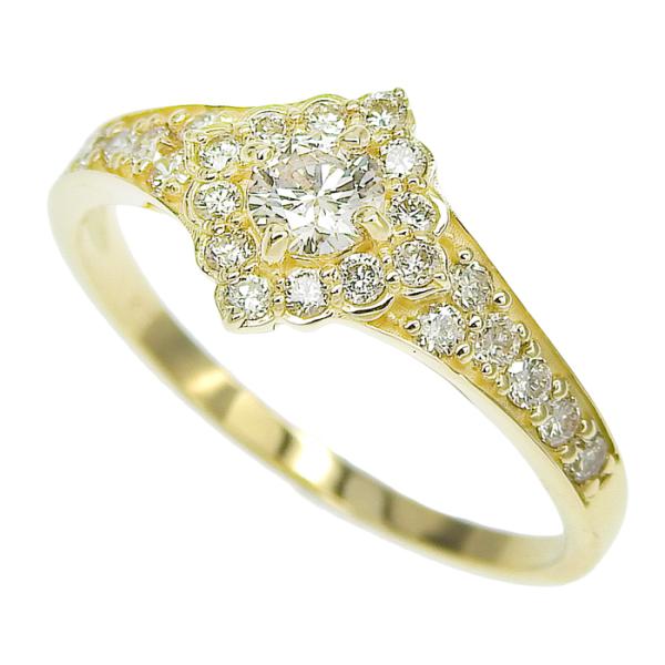 デザイン ダイヤリング K18 750 イエローゴールド ダイヤモンド 0.50ct 12号 指輪 ...