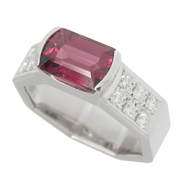 TASAKI タサキ デザイン ガーネット ダイヤ リング K18WG ダイヤモンド 0.18ct ...