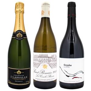 【送料無料】シャンパンが１本入った厳選フランスセット 750ml × ３本（シャンパン・白・赤 × 各１本）｜osake-concier