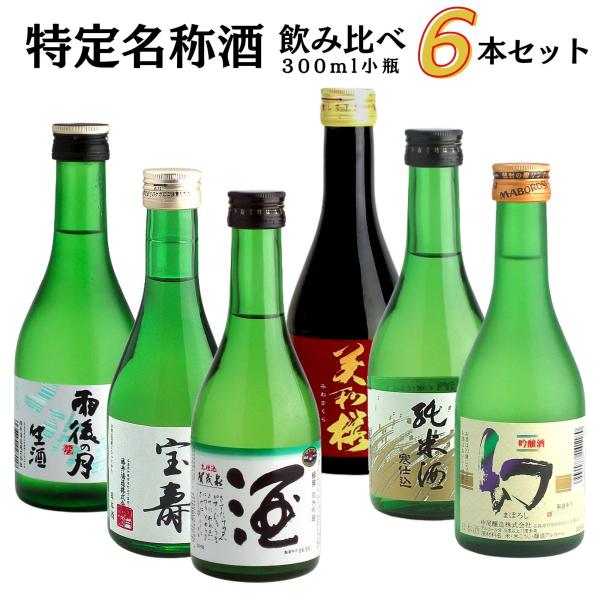 特定名称酒　飲み比べセット(300ml×6本)　日本酒 広島 雨後の月 誠鏡 まぼろし  亀齢 宝寿...