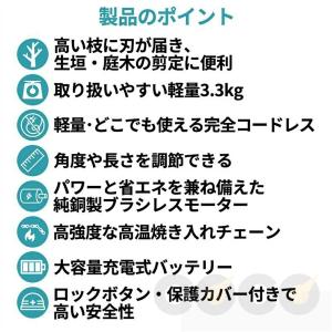 高枝 チェーンソー 充電式 高枝切り バッテリ...の詳細画像3
