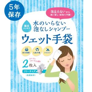 水不要 シャンプー ウェット手袋 2枚入 ウェットティッシュ 断水 防災 旅行 介護｜osawamarine