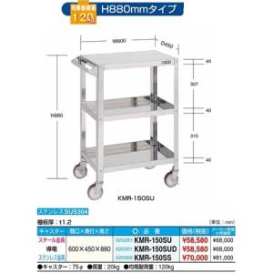 【代引不可】　サカエ　ステンレススーパーワゴン　KMR-150SU｜osc-shop