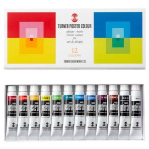 ターナー色彩 ポスターカラー 11ml 12色スクールセット